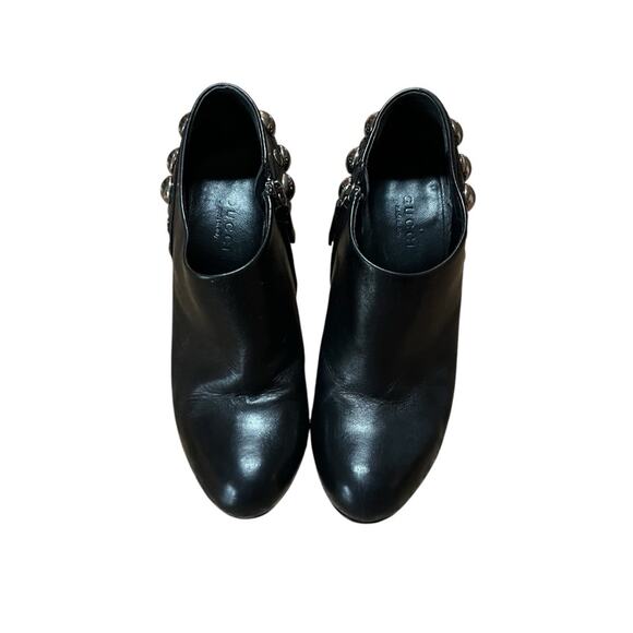 Gucci Babouska Leather Ankle Booties Back Silver Studded EU 35.5 US 5.5 - Picture 5 of 13